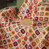 MIGUOR Faite à la Main Crochet Filetage Couverture Campagne Style Climatisation Tapisserie Lit Couverture, approximatives® en, Laine, Multicolore, 59in X 39.3in