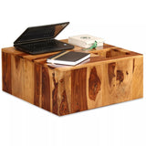 Tidyard Table Basse Bois | Table Basse Industriel | Table Console Bois Massif de Sesham 70 x 70 x 30 cm