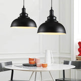 2 pack Suspension Vintage Lustre Abat-jour Noir, Industriel Luminaire en Métal 29cm E27 éclairage Lampe de Plafond