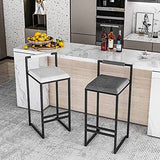 HYQHYX Chaise de Cuisine Industriel Tabourets Hauts en Velours Cadre en Métal Tabouret de comptoir pour Maison Facile à Monter 75cm (Color : Black-C, Size : 55CM)