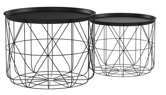 Atmosphera Lot de 2 Tables à café gigognes Plateaux Amovibles - Design Modernes - Coloris Noir