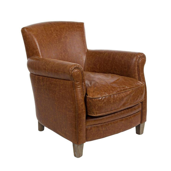 ARREDinITALY Fauteuil Marron Vintage avec revêtement en Similicuir. - Livraison au Plan