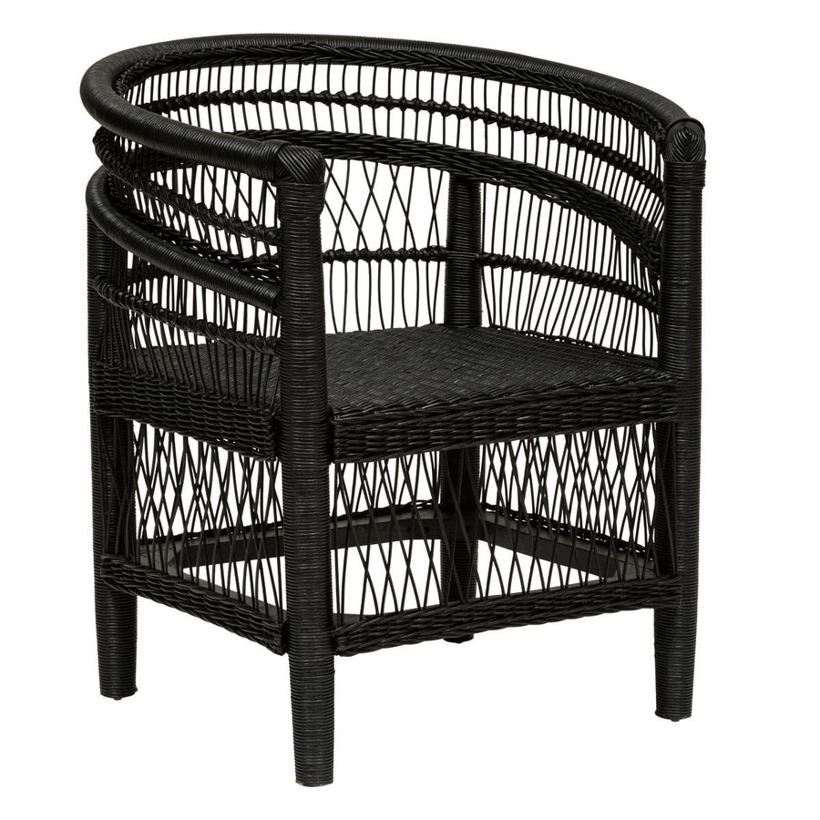 PEGANE Fauteuil en Bois de rotin Coloris Noir - Longueur 65 x Profondeur 72 x Hauteur 82 cm PEGANE Fauteuil en Bois de rotin Coloris Noir - Longueur 65 x Profondeur 72 x Hauteur 82 cm