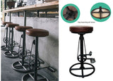Tabouret de vélo pivotant industriel, siège en cuir PU et chaise de barre de fer, tabouret de bar design de vélo, réglable en hauteur, repose-pieds de pédale de vélo