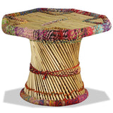 Festnight Table Basse en Bambou avec Détails Chindi Multicolore 60 x 60 x 45 cm