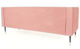 Menzzo Djulian Canapé en Velours, Bois, Rose, L184 x P75 x H72 cm