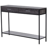 Homcom Console Table d'appoint Design Industriel dim. 120L x 30l x 81H cm 2 tiroirs étagère Acier Noir Panneaux Particules Bois Gris