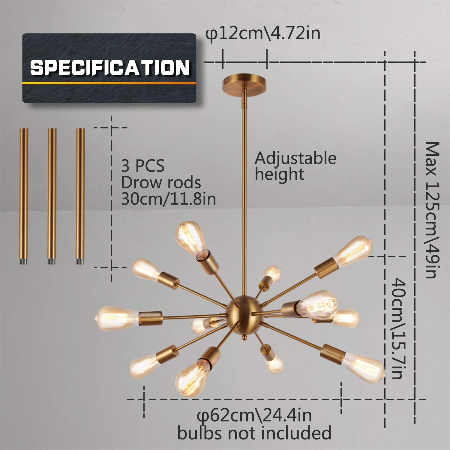 Jackson Suspension de plafond noire, 18 lumières, E27 Jackson Suspension de plafond noire, 18 lumières, E27