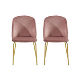 MCC Lot de 2 Chaises de Salle à Manger Velours Design Moderne avec Pieds en métal Or (Rose)