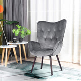 Furnish 1 Chaise de détente Mode avec Tissu Gris et Utilisation dans Le Salon Velours Gris