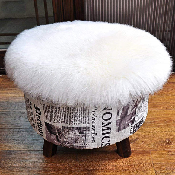 DAOXU Faux Peau de Mouton en Laine Tapis, Imitation Toison Moquette Fluffy Soft Longhair Décoratif Coussin de Chaise Canapé Natte (30 x 30 cm, Blanc)