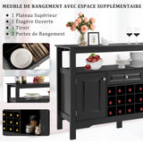 GOPLUS Buffet de Cuisine avec Porte-Bouteille Amovible pour 12 Bouteilles, Tiroir, 2 Placards, pour Cuisine et Salon, 116 x 40 x 82 CM, Noir