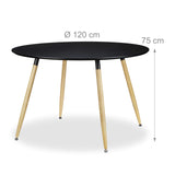 Relaxdays Table à manger ronde ARVID style scandinave 6 - 8 personnes HxD: 75 x 120 cm en bois, noir