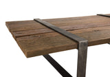 MACABANE LEONCE - Table Basse Multi-Planches Marron Bois Massif cerclée métal Gris Anthracite