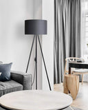 Tomons Lampadaire LED Dimmable Contemporain avec Trépied en Métal, Lampadaire de Salon et de Chambre à Coucher, Style Scandinave - Noir