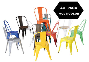 F&T Chaises en métal de Style Industriel-Chic Package DE 4 Pieces Tolix Design Couleurs Mixtes