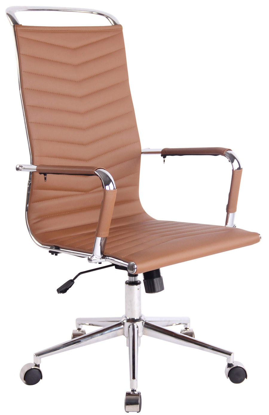CLP Chaise De Bureau Batley avec roulettes en Similicuir Ou Cuir I Fauteuil Bureau Réglable avec Accoudoirs I Fauteuil De Direction Ergonomique, Couleur:Brun Clair, matière:Similicuir