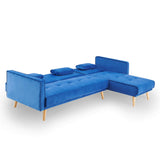 ANA - Canapé d'angle en Tissu Velours Bleu Convertible Modulable Angle Réversible