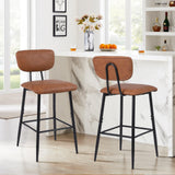 Nusetx Tabouret de Bar Lot de 2 Chaise de Bar avec Dossier et Repose-Pieds Tabourets Haute pour Cuisine Salle à Manger Bistro Rembourrés de 65 cm de Haut Marron