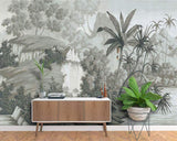 Wallpaper-YC Papier Peint intissé Décoration Murale Tableaux Muraux Tapisserie Photo Rétro nostalgique Palmier de Banane de forêt Tropicale Peinte à la Main, 366 × 254CM