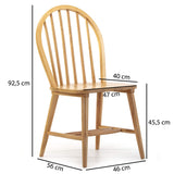 VS Venta-stock Pack 2 chaises Clarck Couleur chêne, Bois Massif, 48 cm (Longueur) 48 cm (Profondeur) 92 cm (Hauteur)