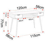 eSituro Table d'Ordinateur Table de Bureau en Bois avec 2 tiroirs,Design Scandinave,SCD0017,Chêne