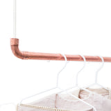 Design Tringle à vêtements de Rod & Knot ? The copperrope en cuivre Tuyau et corde en coton (Blanc) hängend, couvertures de besfestigung - 110 cm