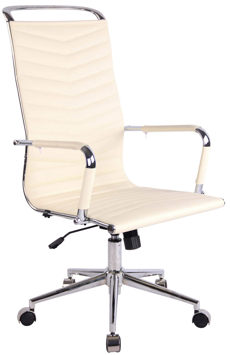 CLP Chaise De Bureau Batley avec roulettes en Similicuir Ou Cuir I Fauteuil Bureau Réglable avec Accoudoirs I Fauteuil De Direction Ergonomique, Couleur:crème, matière:Similicuir
