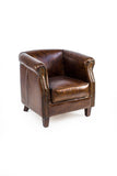 Rosa Splendiani Fauteuil Scotts en Cuir Authentique avec Finition vieillie - Vintage Style