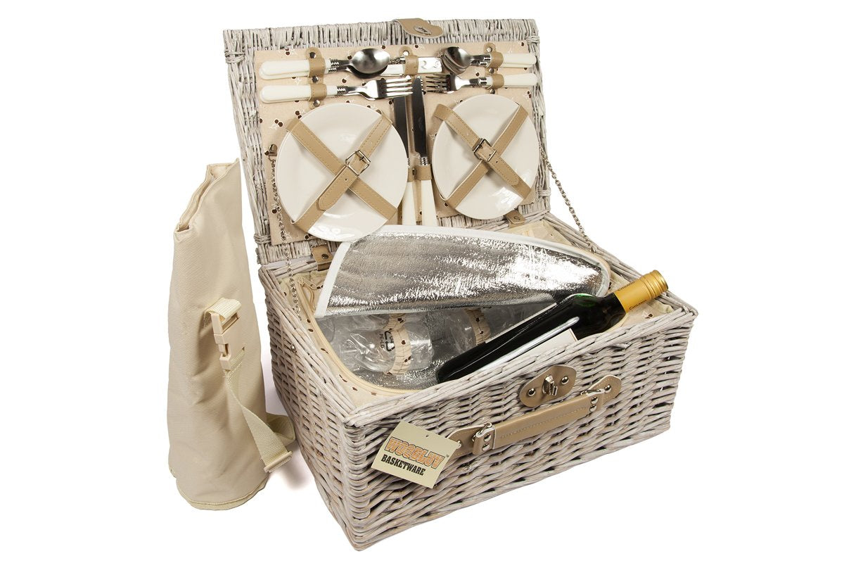 Panier de pique-nique pour 4 personnes en osier fait à la main avec sac Panier de pique-nique pour 4 personnes en osier fait à la main avec sac