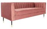 Menzzo Djulian Canapé en Velours, Bois, Rose, L184 x P75 x H72 cm