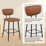 Nusetx Tabouret de Bar Lot de 2 Chaise de Bar avec Dossier et Repose-Pieds Tabourets Haute pour Cuisine Salle à Manger Bistro Rembourrés de 65 cm de Haut Marron