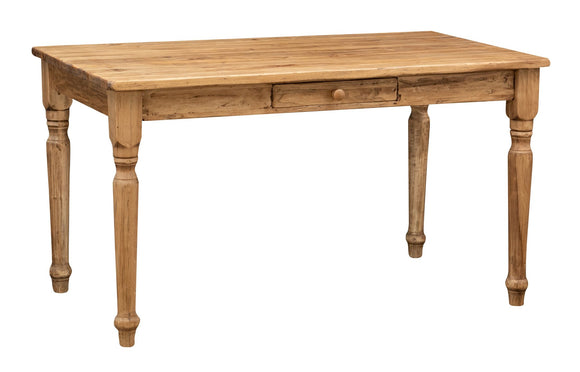 Biscottini Table Non Extensible Style Rustique en Bois Massif Finition de tilleulul Noyer L140xPR80xH80 cm