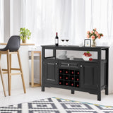 GOPLUS Buffet de Cuisine avec Porte-Bouteille Amovible pour 12 Bouteilles, Tiroir, 2 Placards, pour Cuisine et Salon, 116 x 40 x 82 CM, Noir