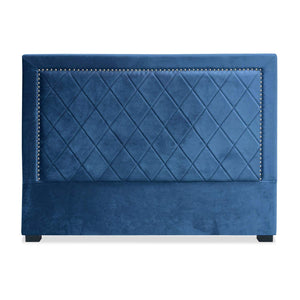 Menzzo Meghan Tête de lit, Velours, Bleu, 160x120x9 cm