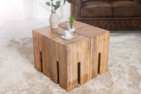 Invicta Interior Castle Tabouret Massif en Bois d'acacia brossé 45 cm