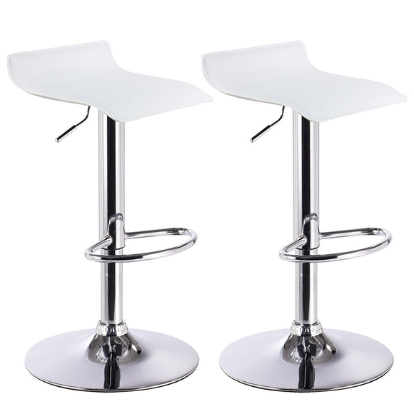 WOLTU BH11ws Tabouret de Bar Lot de 2 Design en Similicuir et métal chromé,tabourets réglable,Blanc