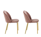 MCC Lot de 2 Chaises de Salle à Manger Velours Design Moderne avec Pieds en métal Or (Rose)