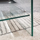 Meubletmoi Table Basse en Verre trempé - avec étagère vitrée rectangulaire - Design Salon Moderne - Ice