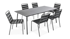 Oviala Table de Jardin et 6 chaises en métal