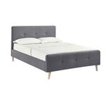 Mobilier Deco Lit scandinave 2 Personnes en Tissu Gris avec sommier 140 x 190 ZIKO