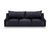 Milo Interiors Velvet Sofa with Bed Function and Box, Zora, 3 Seats, Dark Blue, 215x94x90
