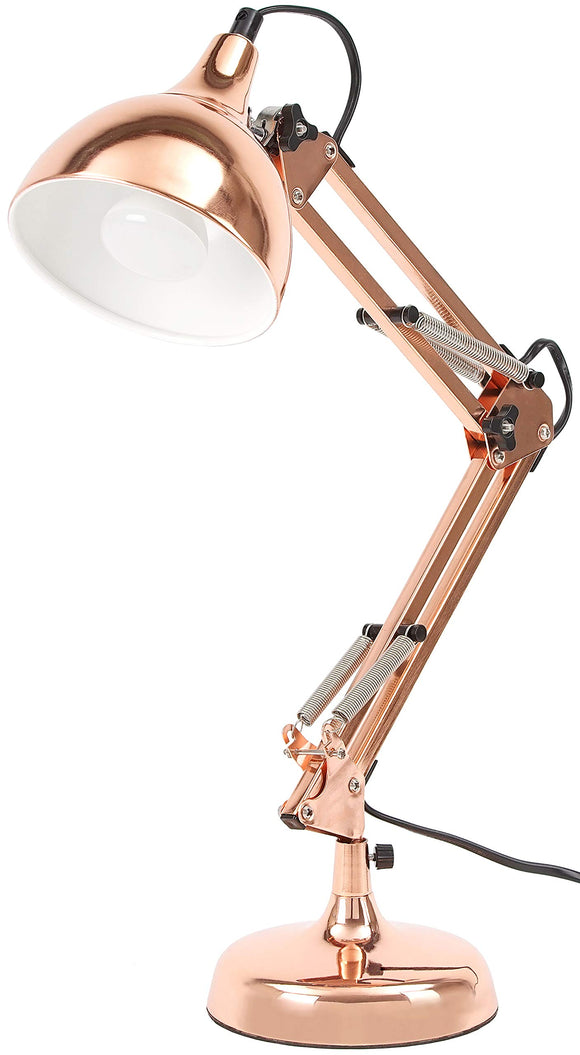 BRUBAKER - Lampe de bureau/de table - Bras articulé réglable - Design industriel/classique - Métal - Hauteur jusqu'à 53 cm - Cuivré
