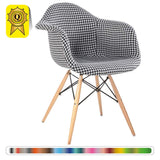 Decopresto 1 x Fauteuil Design Scandinave Pieds: Bois Naturel Assise : Tissu Pied de Poule