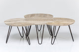 Kare Design - Set de 3 Tables d'appoints en Bois Clair Ethnique Puro