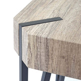 Table Basse de Salon KOS T574, certifié FSC, 52x50x50cm ~ chêne Sauvage, Pieds foncés en métal