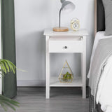 Yaheetech Table de Chevet en Bois Blanc Bout de Canapé Table d'Appoint avec 1 Tiroir et 1 Étagère 40 x 30 x 60 cm pour Entrée Chambre Salon