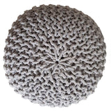 Casamia Pouf en tricot - rond - Diamètre 45 cm - Hauteur 30 cm - Siège style grosses mailles, Coton, gris clair, taille unique