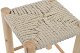 KOTECAZ, Tabouret bas scandinave en bois et assise coton tressée, Assise 31,5 X 31,5, Hauteur de 39,5 cm