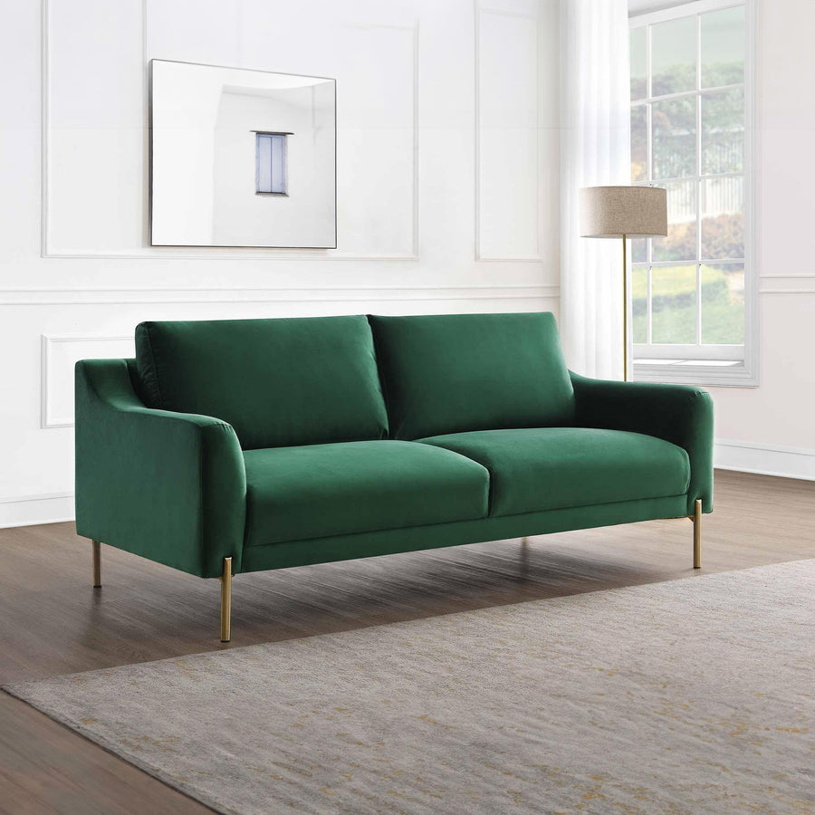 Mobilier-Deco Luna - Canapé 2 Places en Velours Vert Mobilier-Deco Luna - Canapé 2 Places en Velours Vert